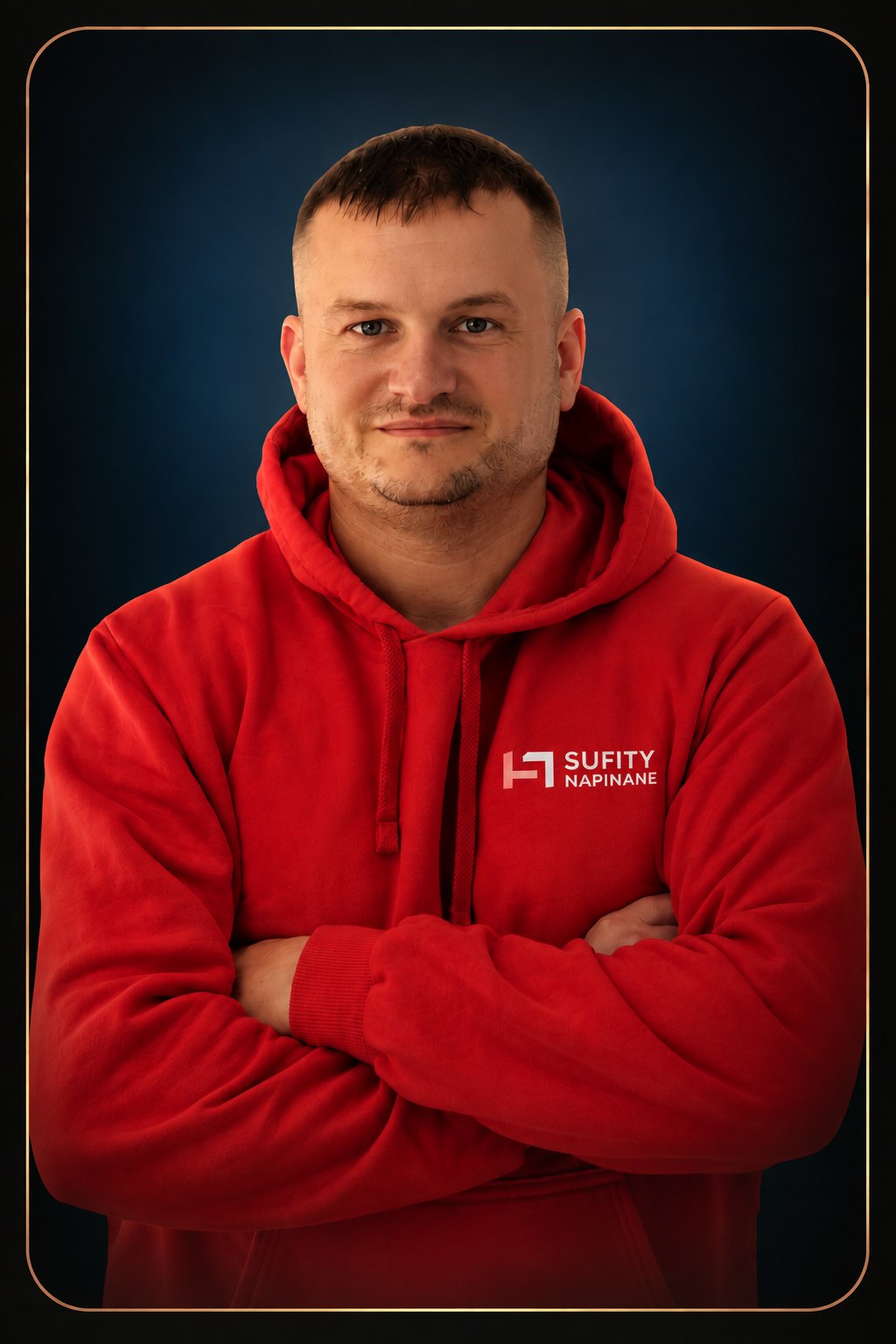 Sergiej Ignatow – trener, w czerwonej bluzie z logo Sufity Napinane